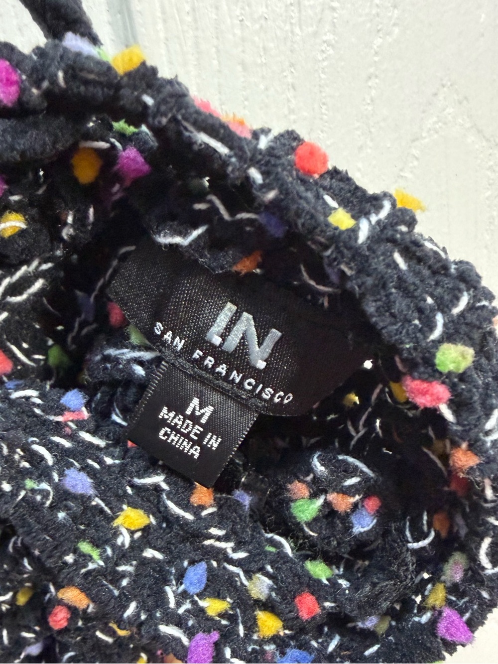 I.N. San Francisco Black Knit Sweater with Multicolor Pom Flecks - Picture 2 of 6
